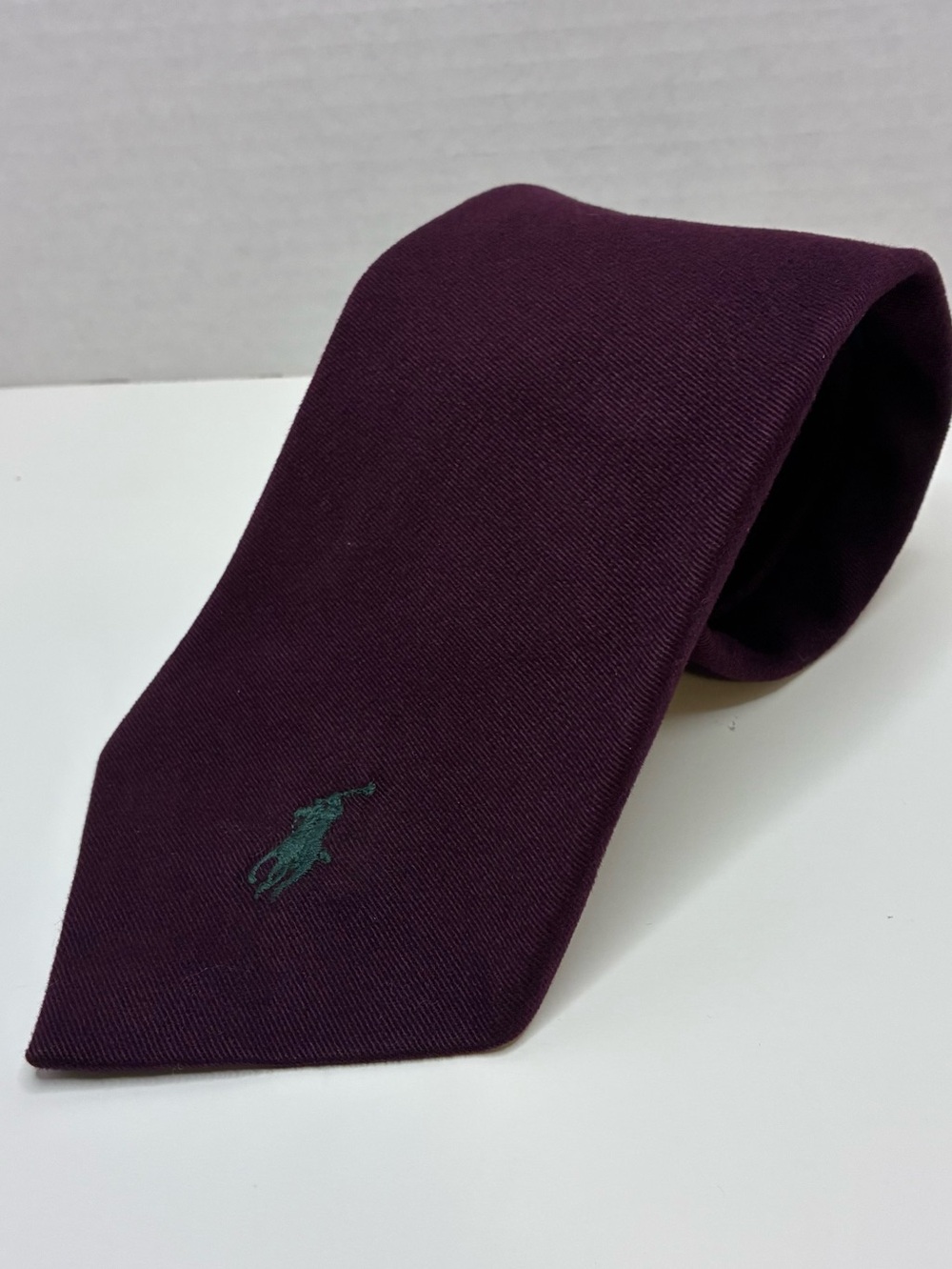 VTG 80s Polo Ralph Lauren Blue Label Burgundy Cotton Tie 56x3.75 Wide Prep